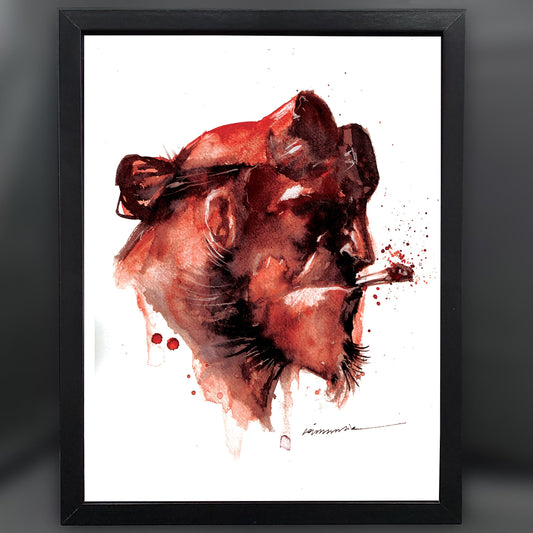 Hellboy 12"X16" Framed Art Print by Görkem Demir