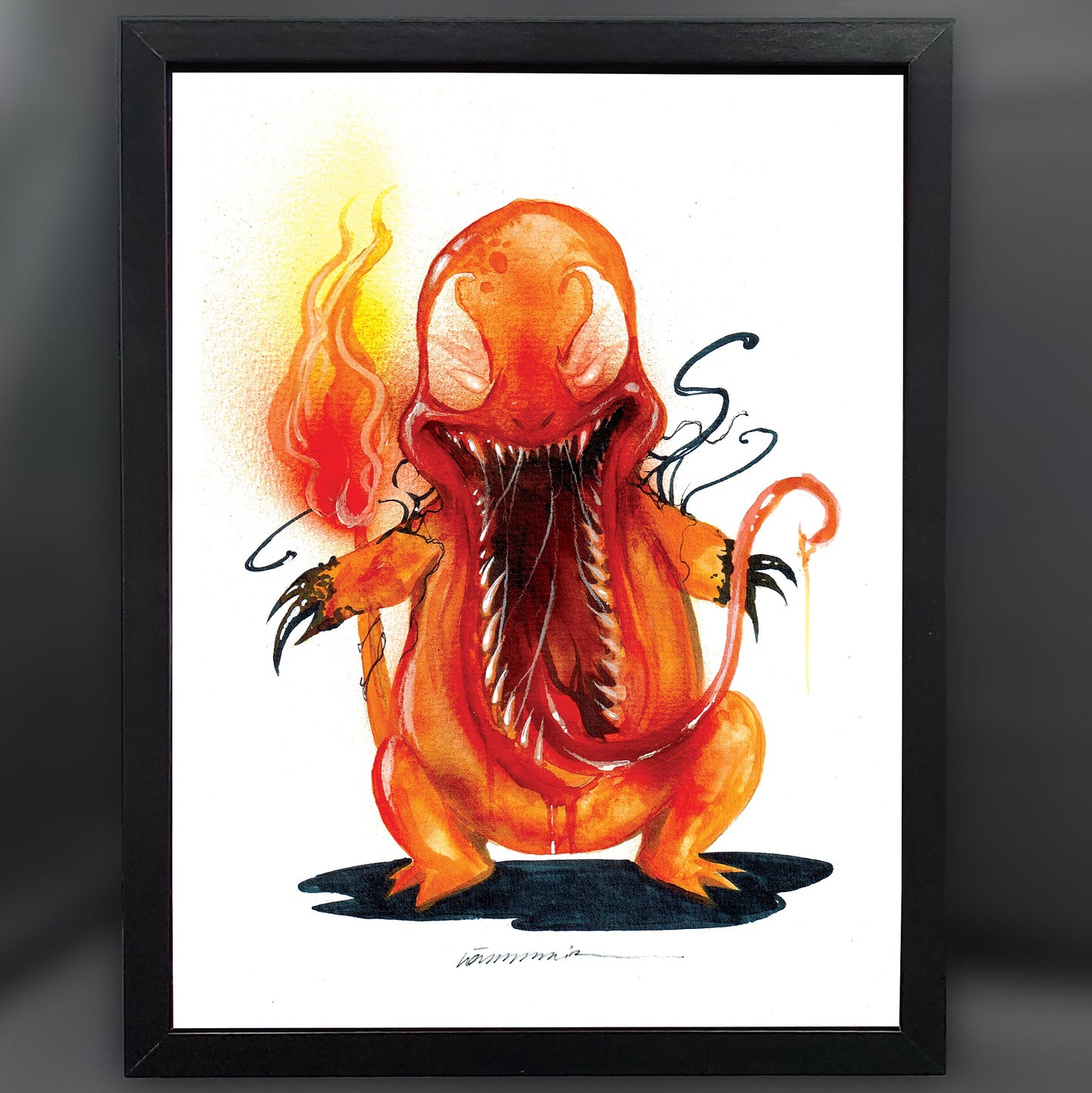 Venomized Charizard 12"X16" Framed Art Print by Görkem Demir