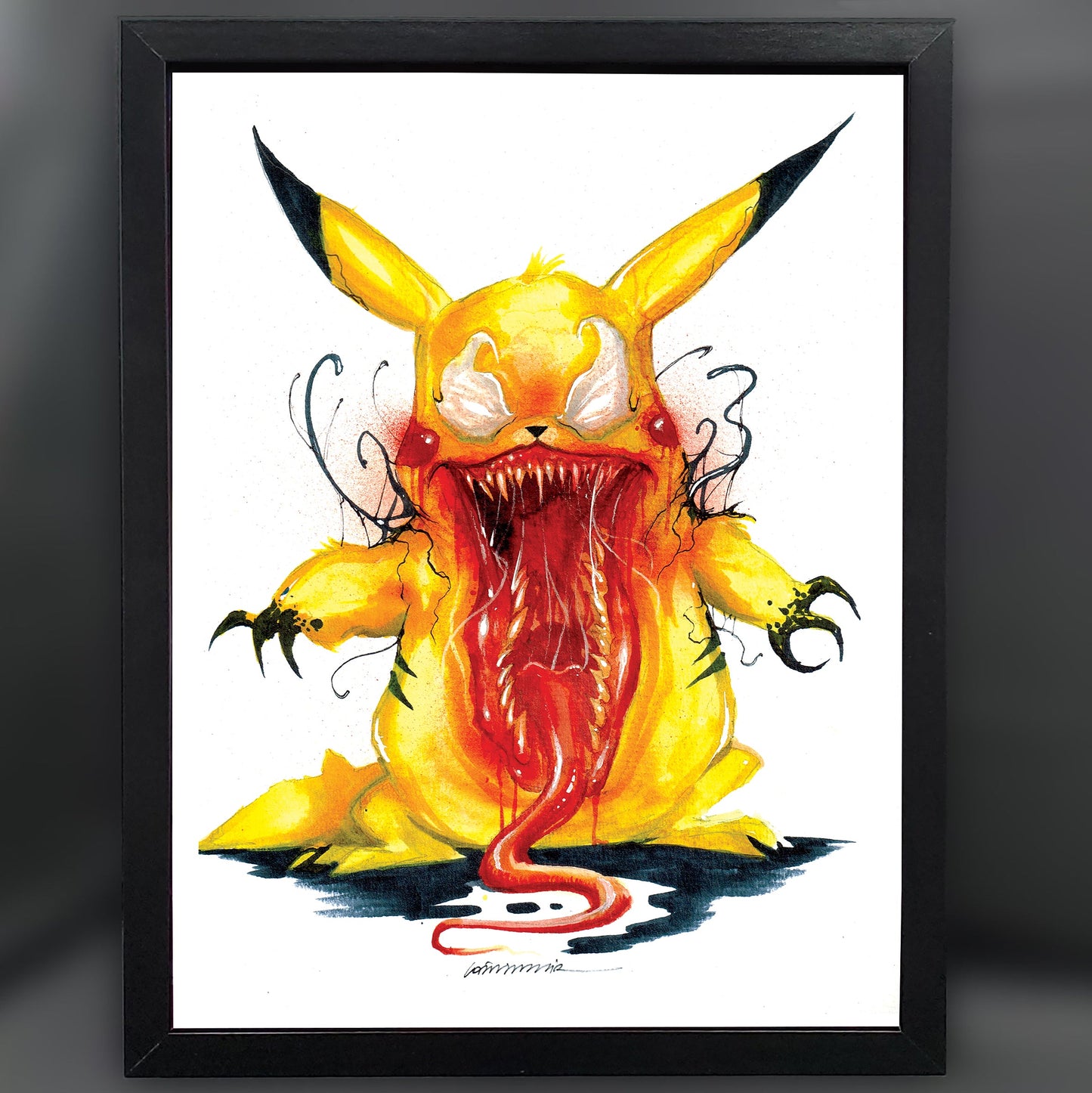 Venomized Pikachu 12"X16" Framed Art Print by Görkem Demir